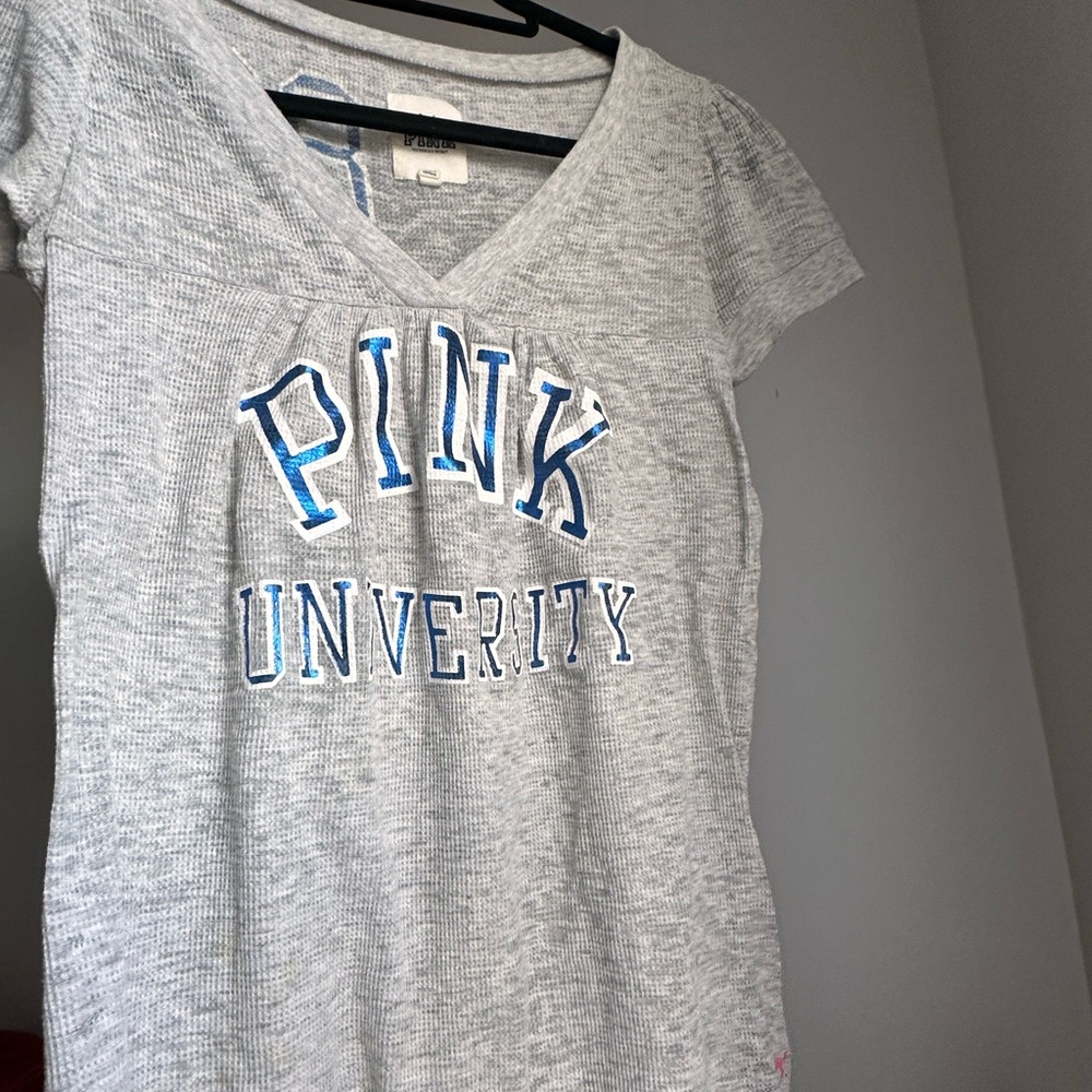 Vintage Y2K Pink University cotton babydoll t-shirt.